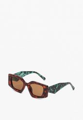 Brązowo-Zielone Geometryczne Okulary Przeciwsłoneczne Wykonane z Lekkiego Tworzywa Tleara. Brązowe okulary przeciwsłoneczne Born2be, bez wzorów. Za 39.99 zł.