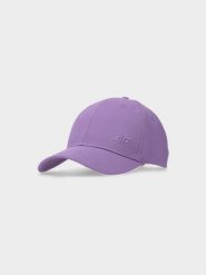 4F Czapka z daszkiem strapback uniseks - fioletowa L/XL. Fioletowe czapki z daszkiem 4f, na lato, bez wzorów, z bawełny, sportowe. W wyprzedaży za 29.99 zł.