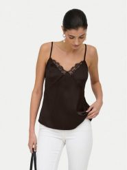 ONLY Top Faraya 15380254 Brązowy ciemny Regular Fit. Brązowe topy ONLY, xs, bez wzorów, z syntetyku, bez kołnierzyka, bez ramiączek. Za 99.99 zł.