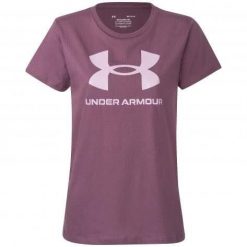 Koszulka sportowa damska Under Armour Sportstyle Logo. Białe t-shirty sportowe Under Armour, m, bez wzorów, z materiału, bez ramiączek, na fitness i siłownię. Za 199.99 zł.