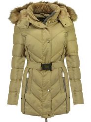 Geographical Norway Kurtka zimowa "Becky" w kolorze beżowym rozmiar: L. Brązowe kurtki Geographical Norway, na zimę, l, bez wzorów, z puchu, bez kaptura. Za 325.95 zł.