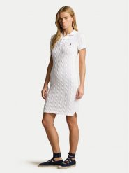 Polo Ralph Lauren Sukienka dzianinowa 211943139002 Biały Slim Fit. Białe sukienki Polo Ralph Lauren, m, bez wzorów, z bawełny, bez kołnierzyka, bez ramiączek. Za 629.99 zł.