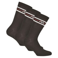 Skarpety tenisowe FILA Lifestyle Socks 3 pary. Czarne skarpetki Fila, bez wzorów. Za 29.99 zł.