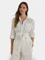 Lauren Ralph Lauren Koszula 200786629001 Biały Relaxed Fit. Białe koszule Lauren Ralph Lauren, xl, bez wzorów, ze lnu, bez kołnierzyka, bez ramiączek. Za 379.99 zł.