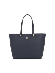 Tommy Hilfiger Torebka Emblem Shopper AW0AW15178 Granatowy. Niebieskie shopper bag Tommy Hilfiger, bez wzorów, ze skóry, bez dodatków. Za 499.99 zł.