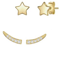 Lulu & Jane Komplet (2 kolczyki) Gwiazda Mosiadz Żółte złoto Kolczyki 1 ct Damski. Żółte kolczyki Lulu & Jane, z cyrkonią, pozłacane. Za 99.99 zł.