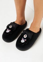 Czarne Kapcie z Misiem Roho. Czarne kapcie Born2be, z aplikacjami. Za 44.99 zł.