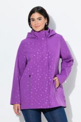 Damskie Kurtka softshell HYPRAR wodoodporna kaptur rozcięcie u dołu. Fioletowe kurtki przejściowe sportowe Ulla Popken, plus size, bez wzorów, z elastanu, trekkingowe. Za 599.99 zł.