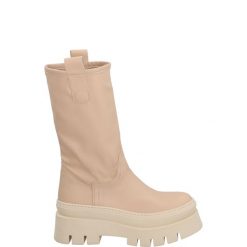 BEŻOWE BOTKI H102 NAPP S CREM. Brązowe botki Venezia, bez wzorów, bez obcasa, bez zapięcia. Za 199.00 zł.