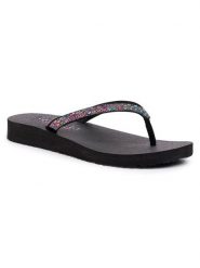 Skechers Japonki Shine Away 32918/BKMT Czarny. Czarne japonki Skechers, bez wzorów, z materiału. Za 149.99 zł.