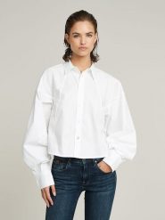 G-Star Bluzka w kolorze białym rozmiar: L. Białe bluzki G-Star, l, bez wzorów, z bawełny, retro, bez kołnierzyka, bez ramiączek. Za 240.99 zł.