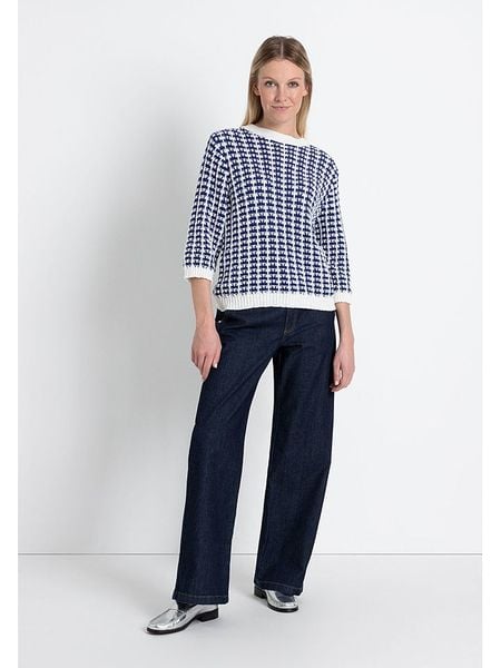 More & More Sweter w kolorze biało-granatowym rozmiar: 36. Białe swetry More & More, bez wzorów, bez ramiączek. Za 100.52 zł.