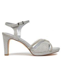 Sandały Menbur. Szare sandały Menbur, bez wzorów, bez obcasa, na słupku, bez zapięcia. Za 269.99 zł.