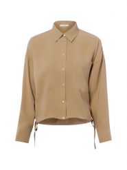 Opus Damska bluzka koszulowa - Fiberta Kobiety brązowy jednolity, 40. Brązowe bluzki Opus, bez wzorów, z syntetyku, bez kołnierzyka, bez ramiączek. Za 399.95 zł.