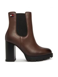 Tommy Jeans Botki Tjw Chelsea High Heel Boots EN0EN03112 Brązowy. Brązowe botki Tommy Jeans, bez wzorów, z jeansu, bez obcasa, na słupku, bez zapięcia. Za 649.99 zł.