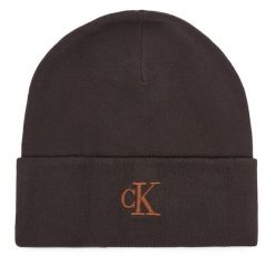 Czapka Calvin Klein. Brązowe czapki zimowe Calvin Klein, bez wzorów. Za 129.99 zł.