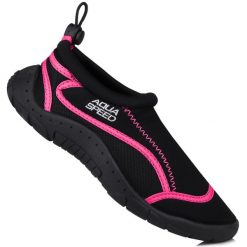 Buty damskie sportowe do wody jeżowce Aqua Speed. Czarne buty treningowe Aqua-Speed, bez wzorów, z materiału, bez zapięcia, do pływania. Za 44.99 zł.
