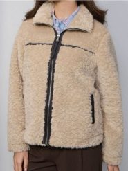 Kurtka sherpa z kołnierzem zapinana na zamek - beżowy. Brązowe kurtki Sinsay, l, bez wzorów, bez kaptura. Za 139.99 zł.