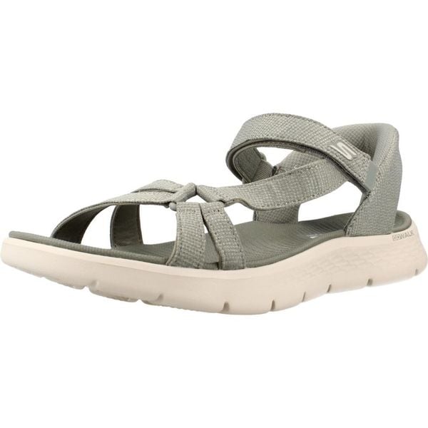 Sandały SKECHERS SLIP-INS GO WALK FLEX Zielony. Zielone sandały Skechers, bez wzorów, z materiału, bez obcasa, bez zapięcia. Za 271.99 zł.