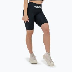 Spodenki NEBBIA High Waisted Biker Gym Therapy. Czarne szorty sportowe Nebbia, bez wzorów, na fitness i siłownię. Za 179.99 zł.