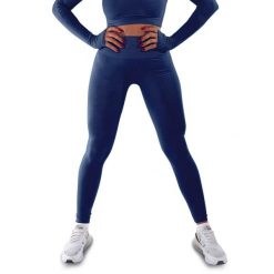 Techniczne legginsy z efektem push-up i idealną sylwetką. Niebieskie legginsy R-EVENGE, bez wzorów, z elastanu, sportowe. Za 195.88 zł.