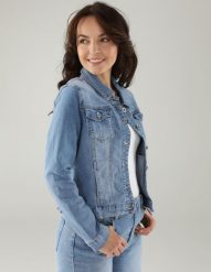 Kurtka z denimu. Kurtki Unisono, l, bez wzorów, z denimu, klasyczne, bez kaptura. Za 239.00 zł.