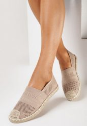 Ciemnobeżowe Espadryle na Płaskiej Podeszwie z Plecionki Chorisa. Brązowe espadryle Born2be, bez wzorów, z tkaniny, eleganckie, bez obcasa, na płaskiej podeszwie. W wyprzedaży za 46.74 zł.