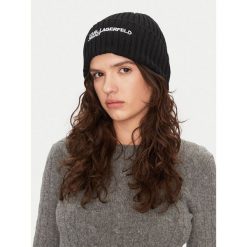 Czapka Karl Lagerfeld Jeans. Czarne czapki zimowe Karl Lagerfeld Jeans, bez wzorów, z jeansu. Za 199.99 zł.