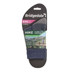 Skarpety turystyczne Bridgedale Hike Ultra Lt T2 Merino P Crew. Niebieskie skarpetki Bridgedale, bez wzorów, z wełny. Za 86.99 zł.