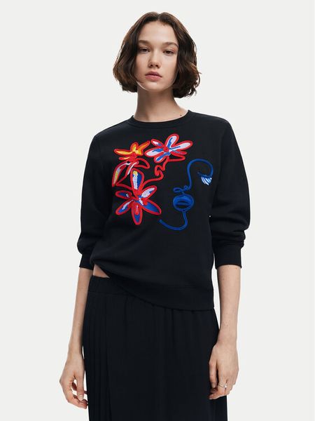 Desigual Bluza Lady 24WWSK16 Czarny Regular Fit. Czarne bluzy Desigual, l, bez wzorów, z bawełny, bez ramiączek, bez kaptura. Za 219.99 zł.