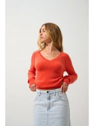 AUTHENTIC CASHMERE Kaszmirowy sweter "Giusalet" w kolorze pomarańczowym rozmiar: M. Pomarańczowe swetry AUTHENTIC CASHMERE, m, bez wzorów, z kaszmiru, bez ramiączek. Za 347.99 zł.