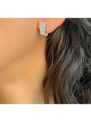 Les Petites Précieuses Srebrne kolczyki-kreole z cyrkoniami rozmiar: onesize. Szare kolczyki Les Petites Précieuses, z cyrkonią, srebrne. Za 130.99 zł.