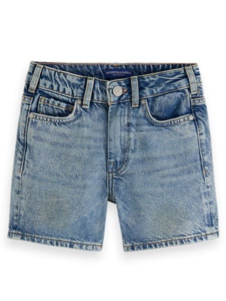 Scotch & Soda Szorty dżinsowe w kolorze niebieskim rozmiar: 140. Niebieskie szorty Scotch & Soda, z aplikacjami, klasyczne. Za 96.14 zł.