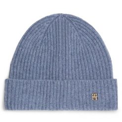 Czapka Tommy Hilfiger. Niebieskie czapki zimowe Tommy Hilfiger, bez wzorów. Za 369.99 zł.