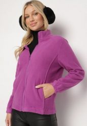 Fioletowy Klasyczny Polar Annathra. Fioletowe bluzy z polaru Born2be, l, bez wzorów, z jeansu. Za 44.99 zł.
