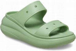 Klapki Dla Dorosłych Crocs Classic Crush. Zielone klapki Crocs, bez wzorów, z materiału, bez obcasa, bez zapięcia. Za 167.99 zł.