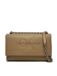 Calvin Klein Jeans Torebka K60K612221 Brązowy. Brązowe listonoszki Calvin Klein Jeans, bez wzorów, z jeansu, bez dodatków. Za 349.99 zł.