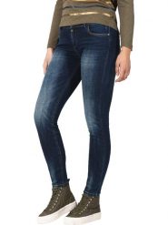Timezone Dżinsy "Aleena" - Skinny fit - w kolorze granatowym rozmiar: W26/L30. Niebieskie jeansy Timezone, l, z aplikacjami, ze skóry, klasyczne. Za 88.23 zł.