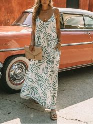 LA Angels Sukienka w kolorze kremowo-zielonym rozmiar: S. Brązowe sukienki LA Angels, na imprezę, s, bez wzorów, z wiskozy, bez kołnierzyka, bez ramiączek, maxi. Za 165.71 zł.