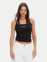 Guess Top V5GP22 J1314 Czarny Regular Fit. Czarne topy Guess, xl, z aplikacjami, z bawełny, bez kołnierzyka, bez ramiączek. Za 159.99 zł.