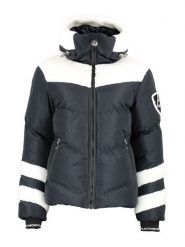 Peak Mountain Kurtka narciarska "Alibi" w kolorze czarno-białym rozmiar: L. Białe kurtki narciarskie Peak Mountain, l, bez wzorów, bez kaptura, narciarskie. Za 522.14 zł.