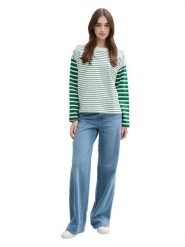 TOM TAILOR Denim Bluza w kolorze zielono-białym rozmiar: S. Białe bluzy TOM TAILOR DENIM, s, bez wzorów, z bawełny, bez ramiączek, bez kaptura. Za 57.20 zł.