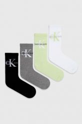 Calvin Klein skarpetki 4-pack damskie kolor zielony. Zielone skarpetki Calvin Klein, bez wzorów. W wyprzedaży za 86.99 zł.