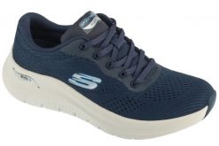 Buty sportowe damskie, Arch Fit 2.0 - Big League. Niebieskie buty treningowe Skechers, bez wzorów, z materiału, przed kostkę, bez zapięcia, trekkingowe. Za 359.99 zł.