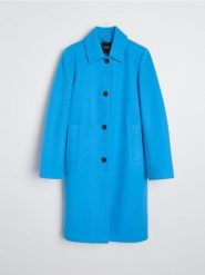 Klasyczny płaszcz z kołnierzykiem - niebieski. Niebieskie płaszcze Sinsay, l, bez wzorów, klasyczne, bez kaptura. Za 119.99 zł.