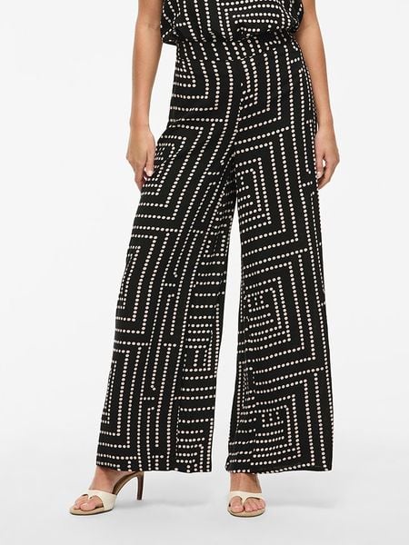 Vila Spodnie w kolorze czarno-beżowym rozmiar: 34. Brązowe spodnie materiałowe Vila, bez wzorów, z materiału. Za 69.75 zł.