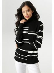 Aniston Golf w kolorze czarno-białym rozmiar: 46. Czarne swetry Aniston, bez wzorów, bez ramiączek. Za 48.16 zł.