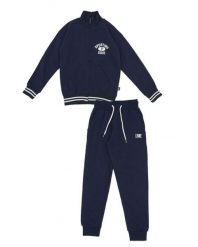 Bluza wytrzymały z pełny zamek błyskawiczny na co dzień. Niebieskie bluzy bez kaptura LEONE 1947 APPAREL, bez wzorów, z dresówki, bez kaptura, na fitness i siłownię. Za 105.21 zł.