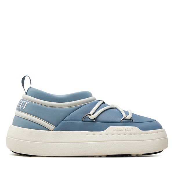 Botki Moon Boot. Niebieskie botki Moon Boot, bez wzorów, bez obcasa, na płaskiej podeszwie, bez zapięcia. Za 679.99 zł.