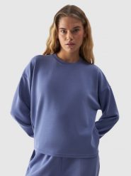 4F Bluza dresowa cropped z modalem damska - granatowa XS. Niebieskie bluzy bez kaptura 4f, xs, bez wzorów, z dresówki, bez kaptura. Za 59.99 zł.